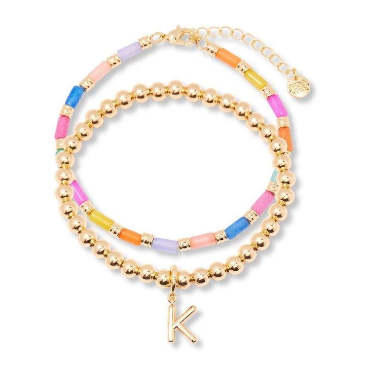 Colorful Cylinder Initial Bracelet