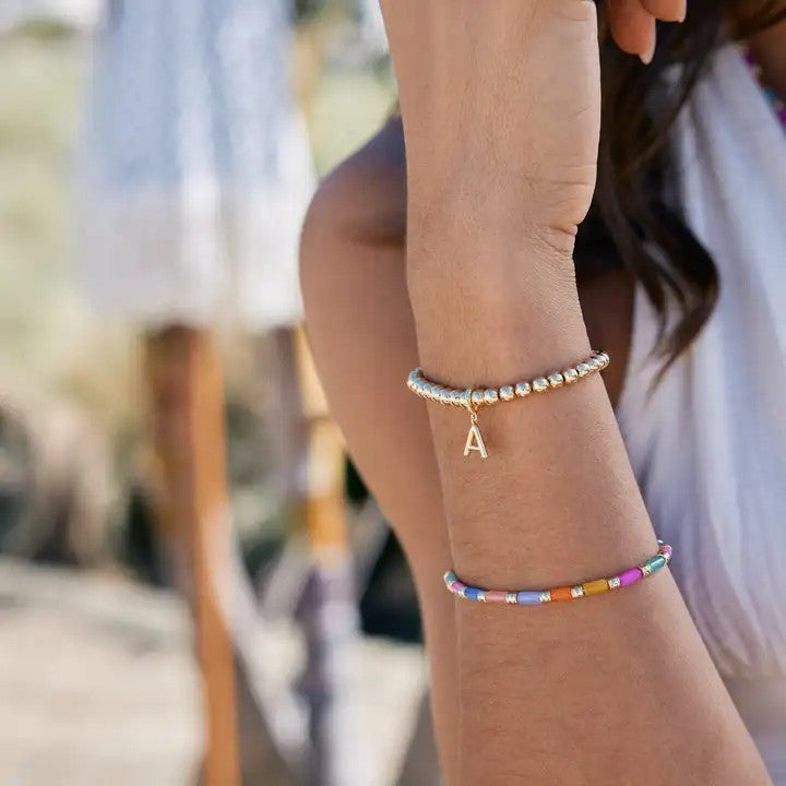 Colorful Cylinder Initial Bracelet