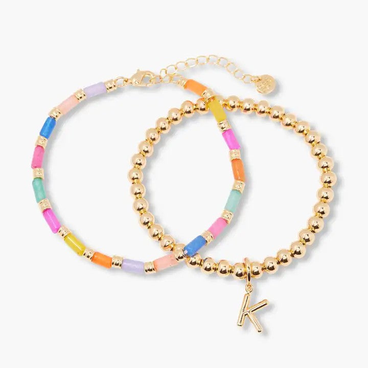 Colorful Cylinder Initial Bracelet