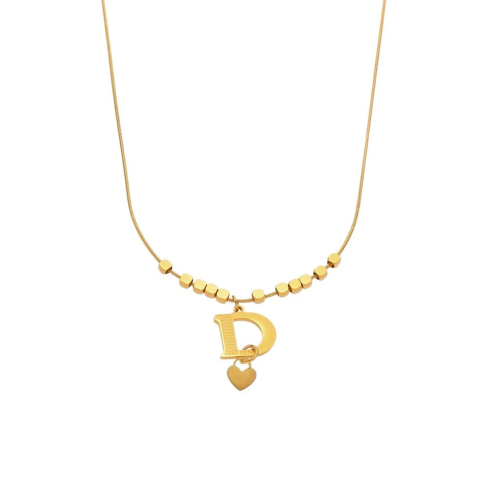 Letter D Bead Chain Necklace
