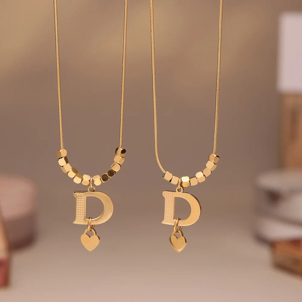 Letter D Bead Chain Necklace