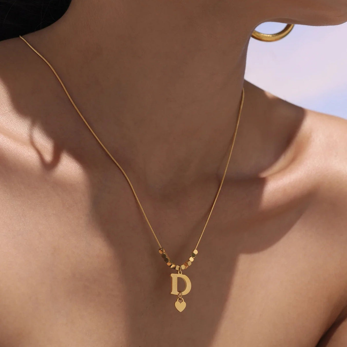Letter D Bead Chain Necklace