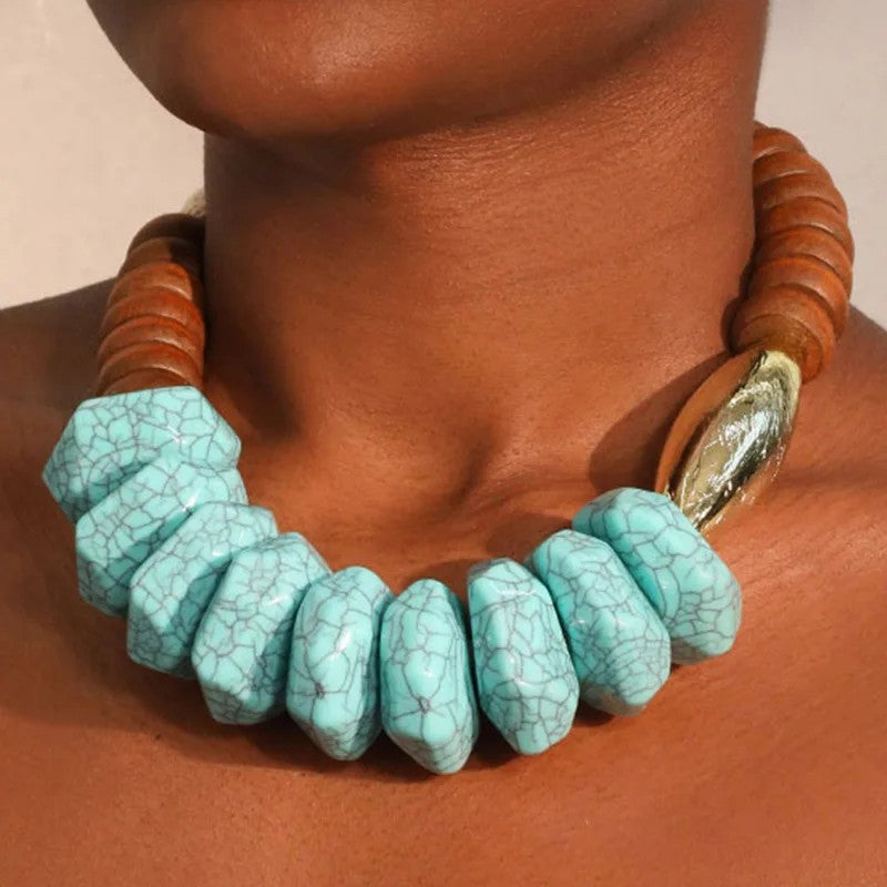 Turquoise Geometric Statement Necklace