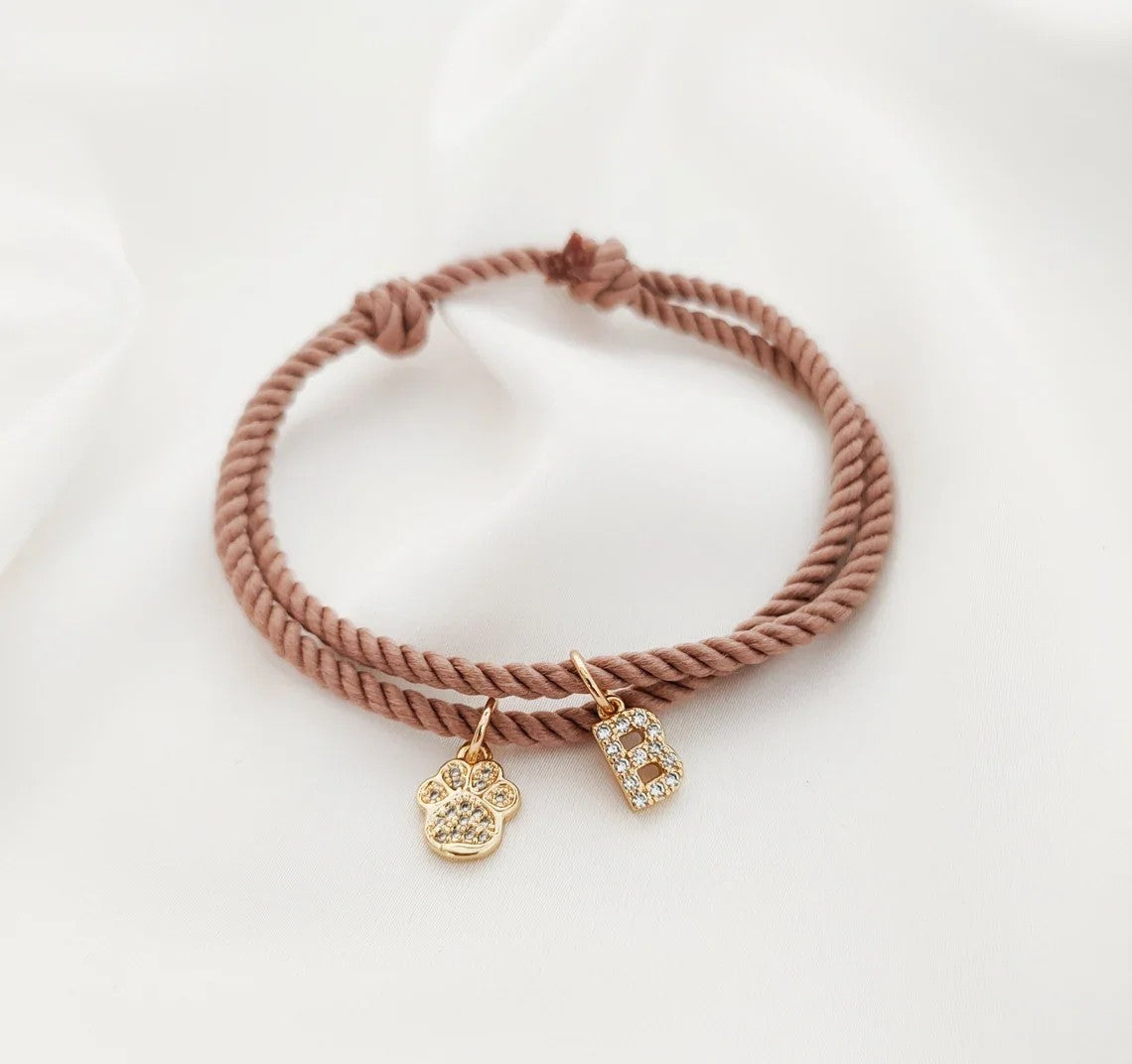 Paw & Initial Charm Bracelet