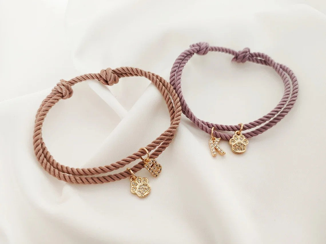 Paw & Initial Charm Bracelet