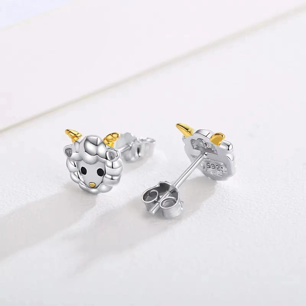 Gold Horn Sheep Stud Earrings