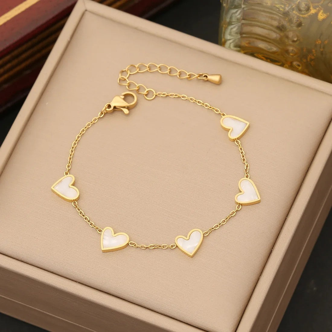 White Shell Heart Jewelry Set