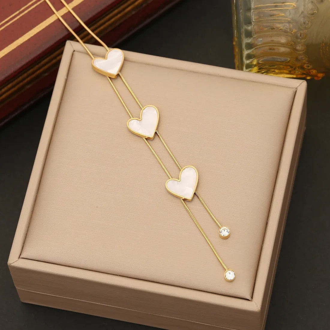 White Shell Heart Jewelry Set