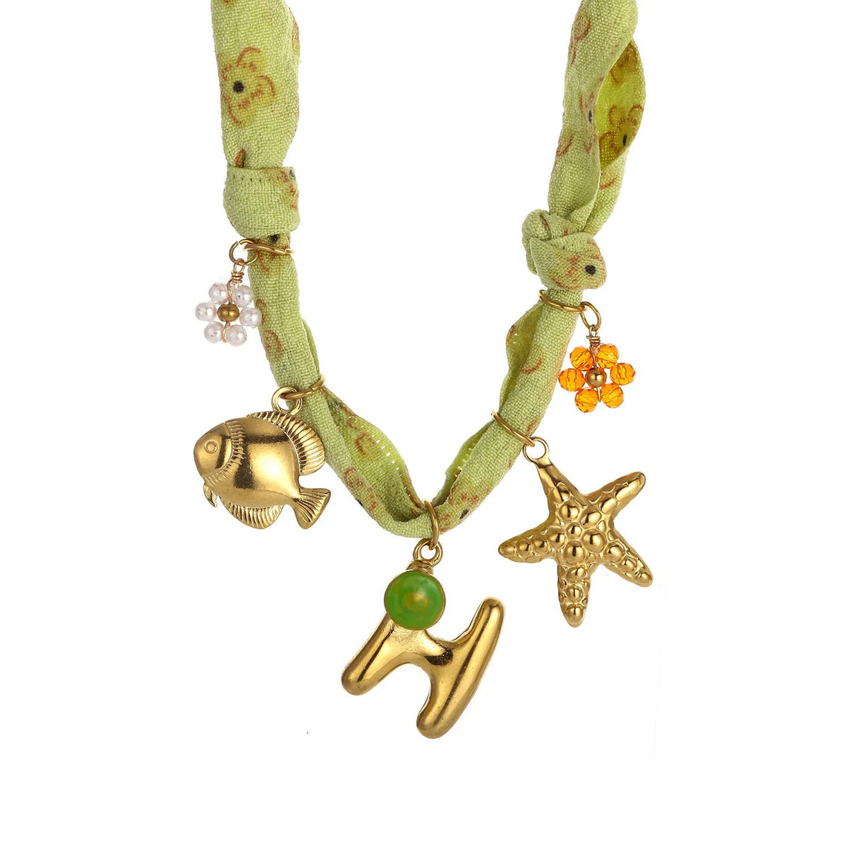 Initial Scarf Charm Necklace