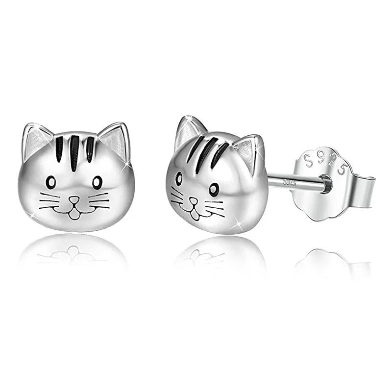 Multicolor Zircon Cat Heart Stud Earrings
