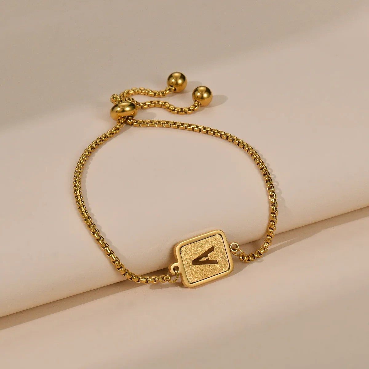 Square Initial Adjustable Bracelet