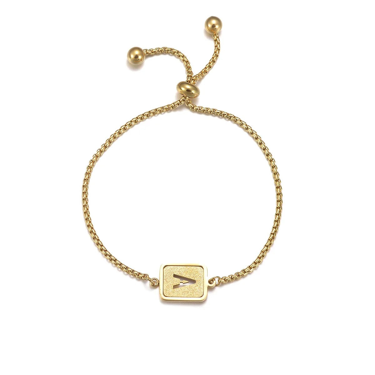 Square Initial Adjustable Bracelet