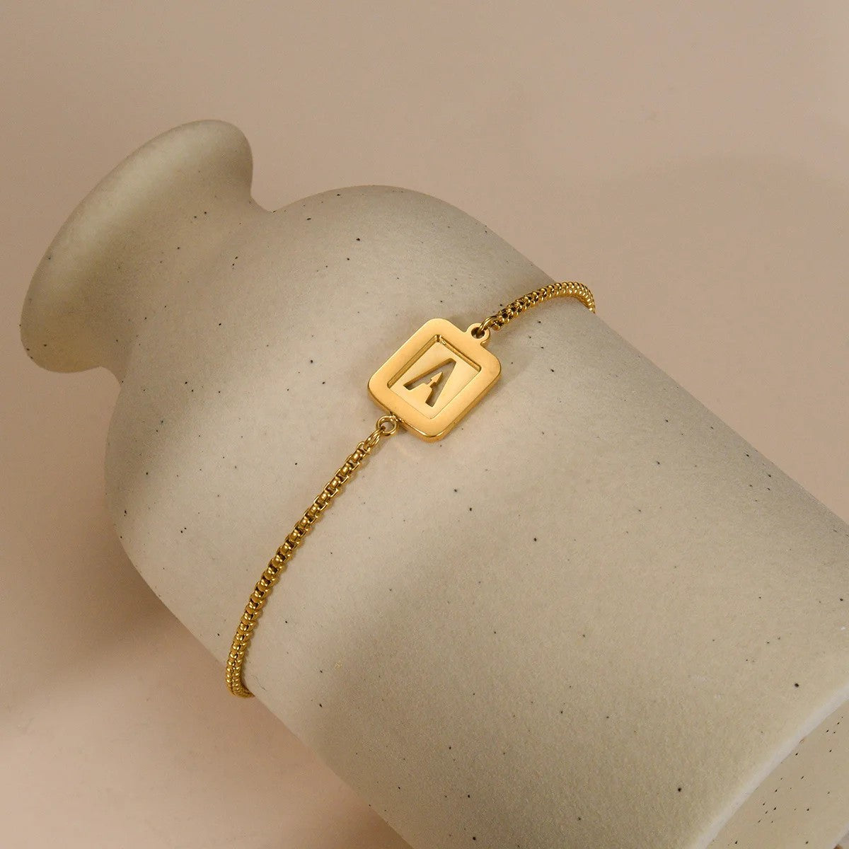 Square Initial Adjustable Bracelet