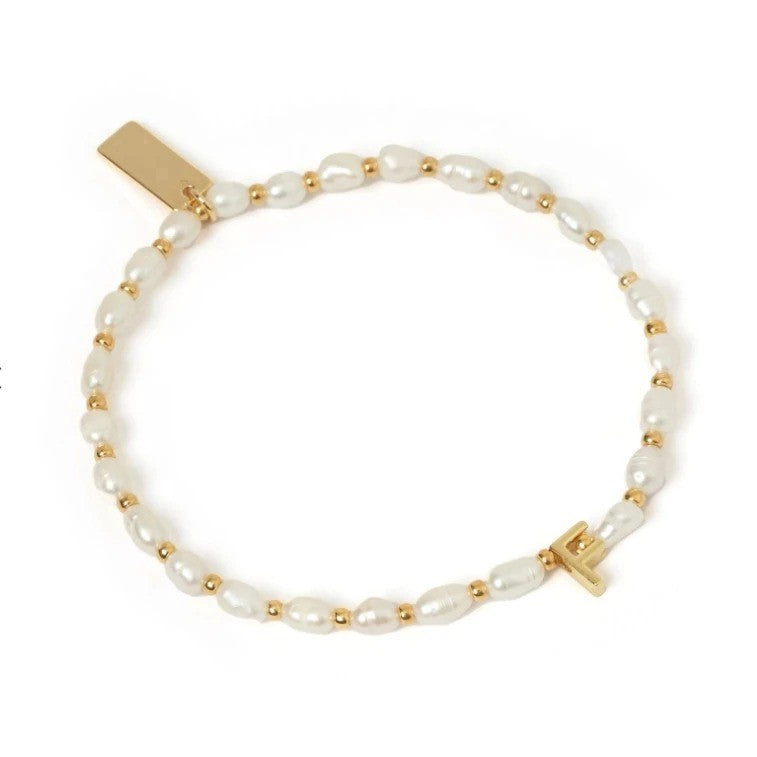 Pearl & Initial Bar Bracelet