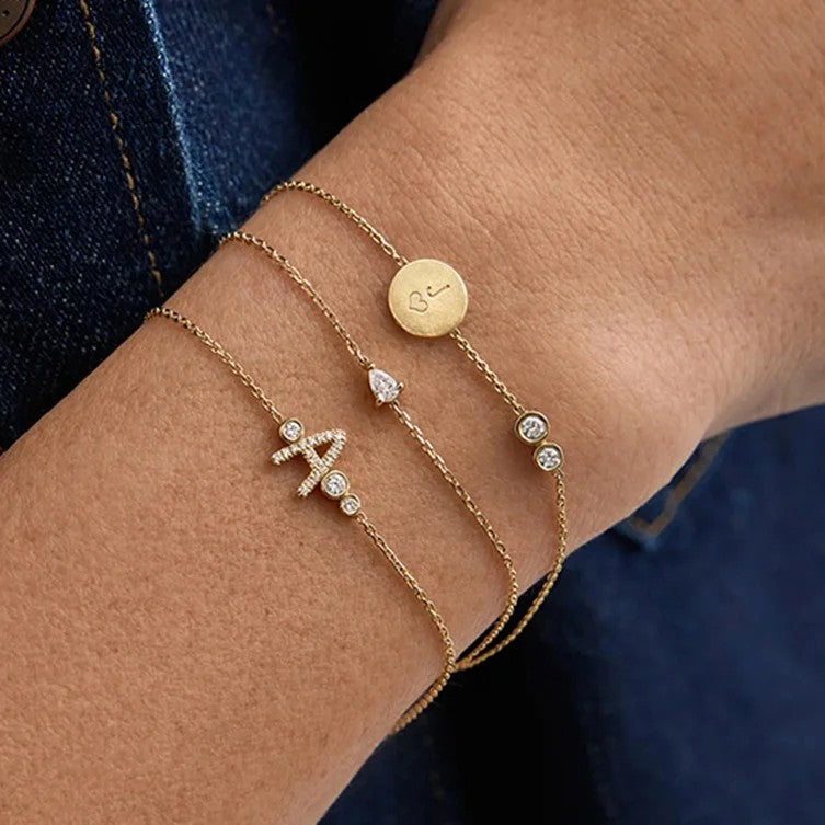 Initial & Coin Charm Bracelet Set