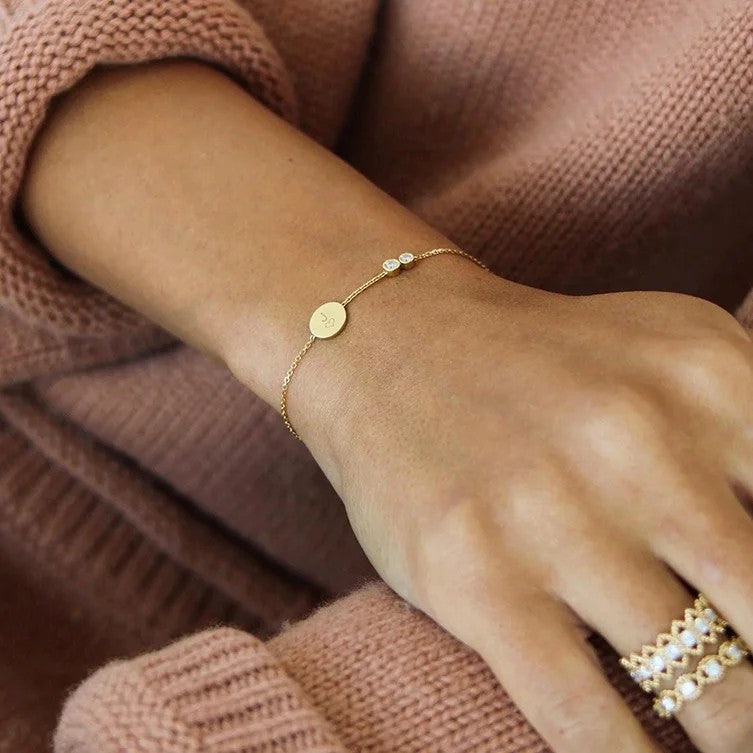 Initial & Coin Charm Bracelet Set