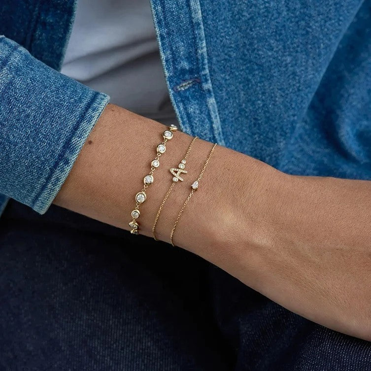 Initial & Coin Charm Bracelet Set