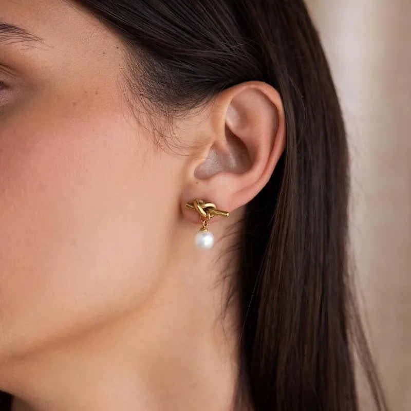 Pearl Knot Drop Earrings