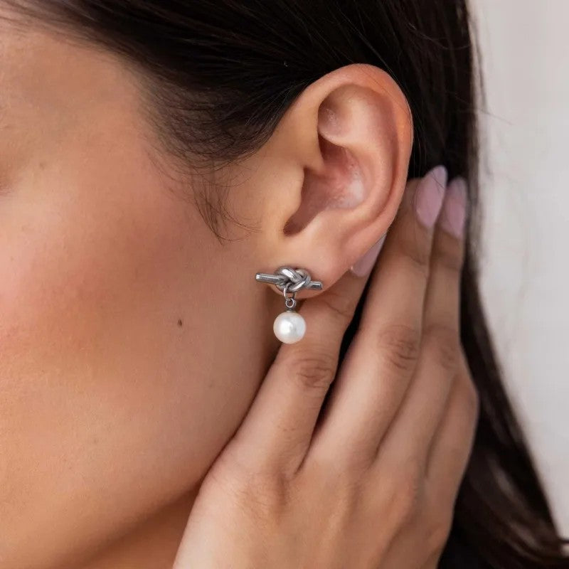 Pearl Knot Drop Earrings