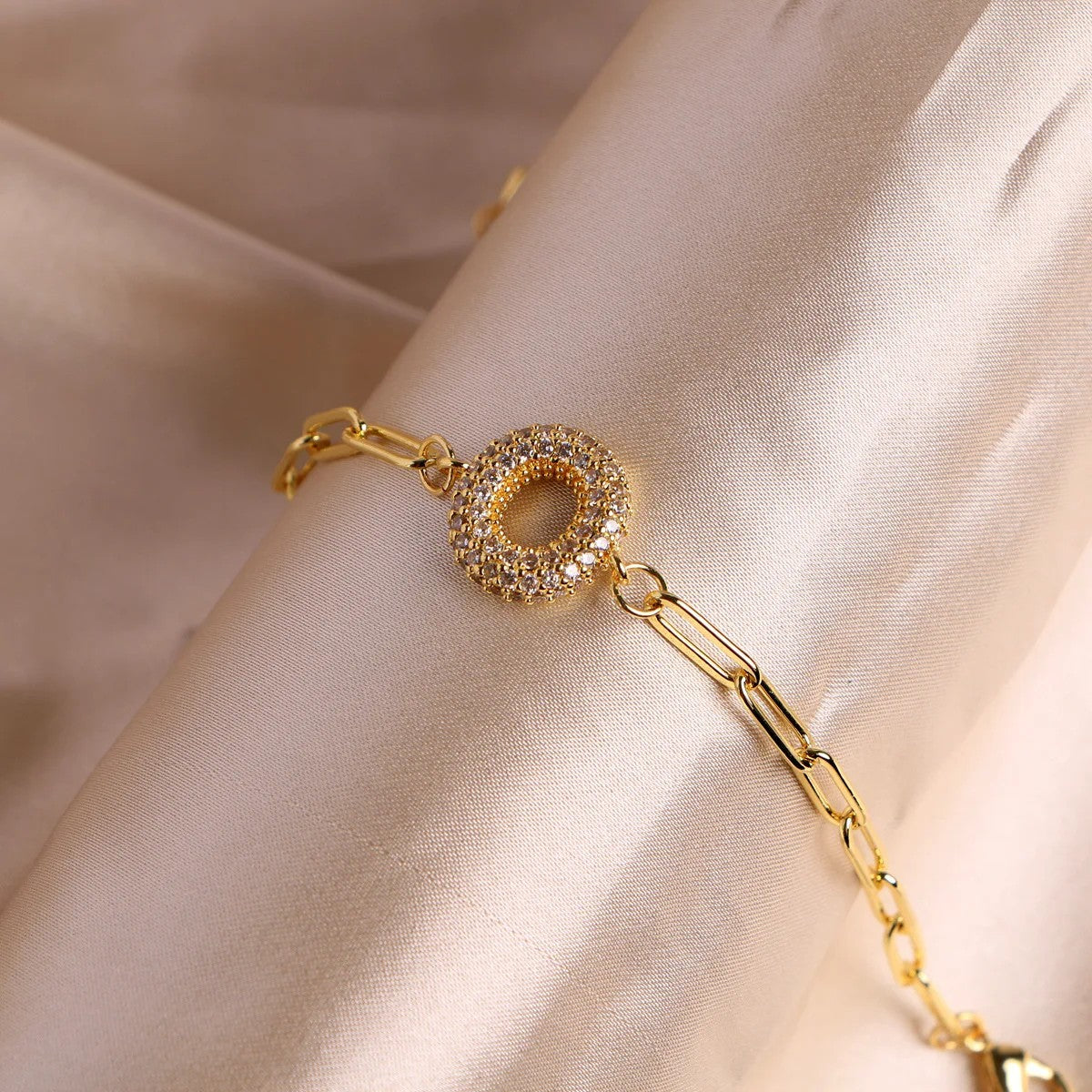 Crystal Initial Paperclip Bracelet