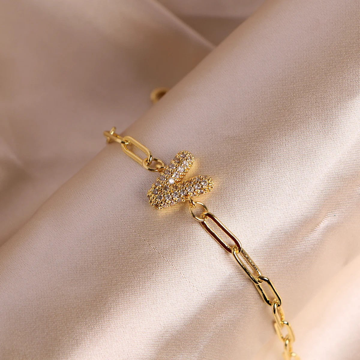 Crystal Initial Paperclip Bracelet