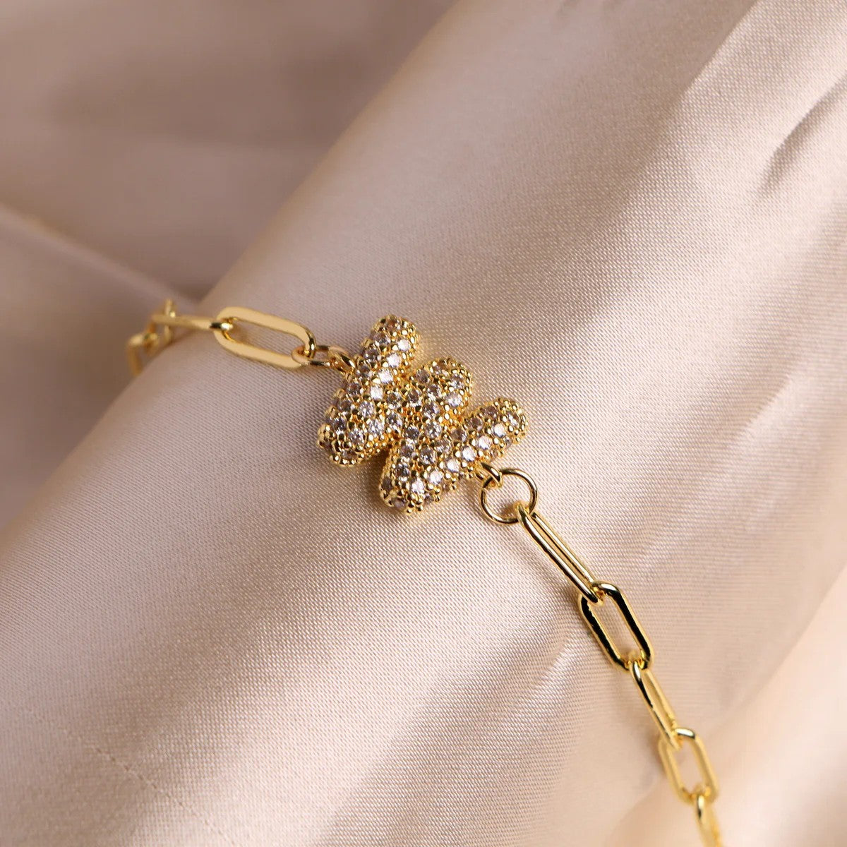 Crystal Initial Paperclip Bracelet