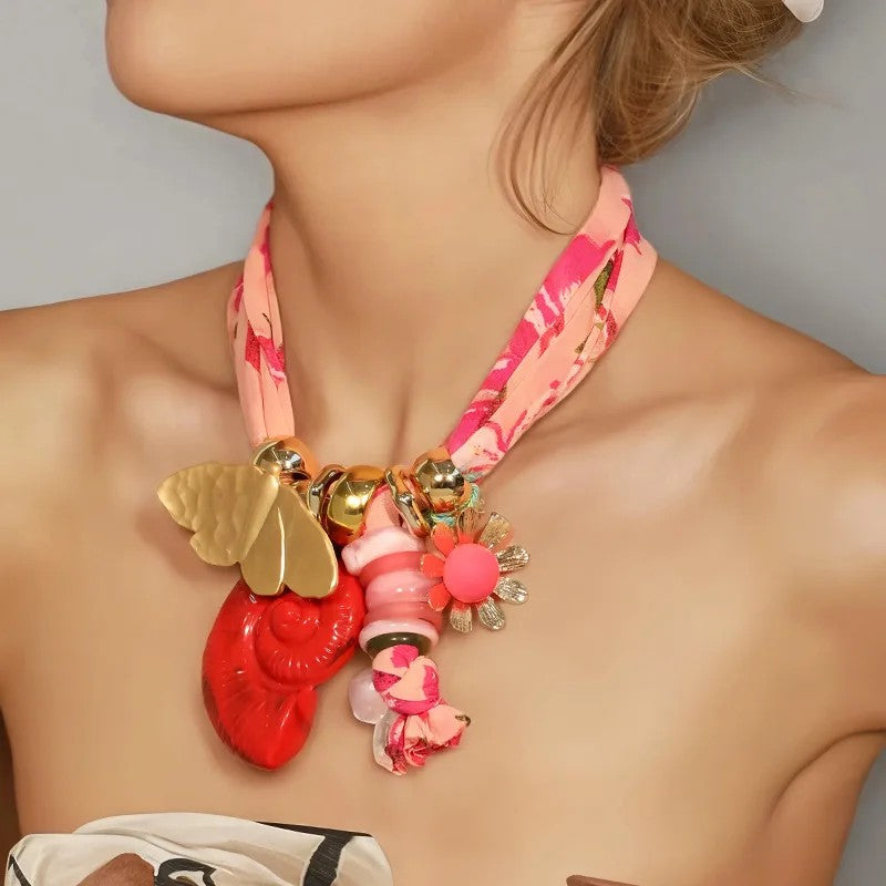 Floral Scarf Charm Necklace