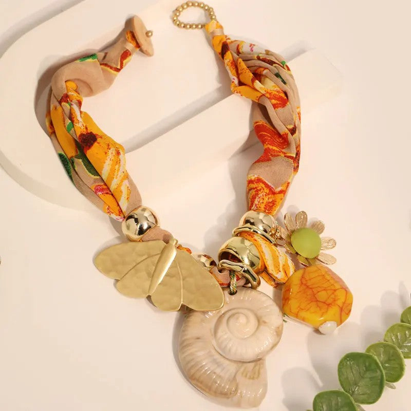 Floral Scarf Charm Necklace