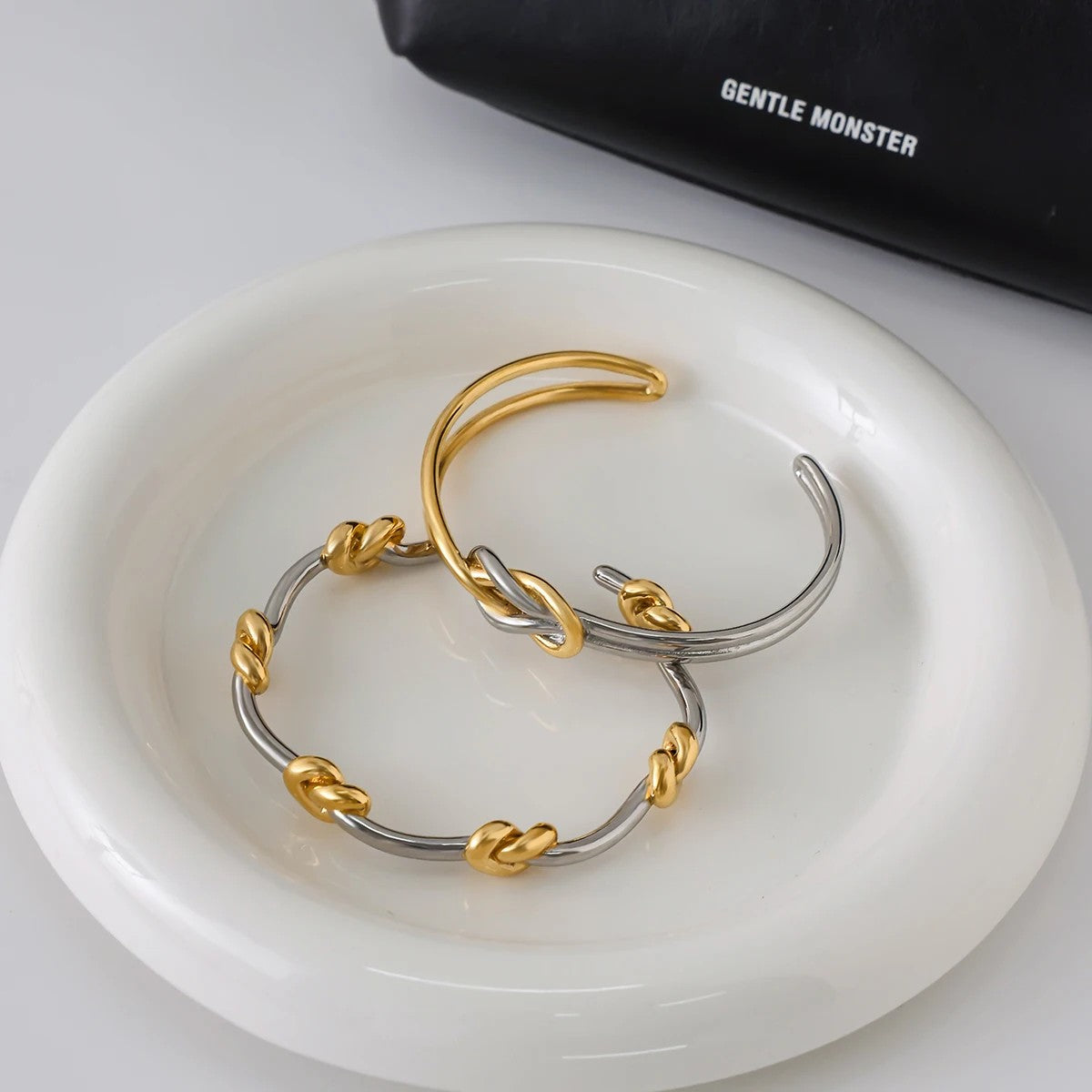 Two Tone Knot Cuff Bracelet