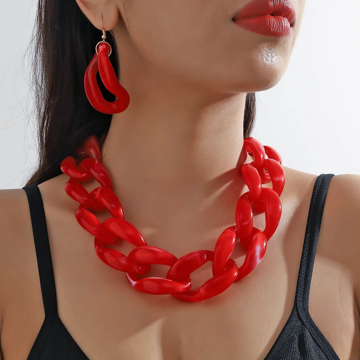 Turquoise Chunky Chain Necklace Set