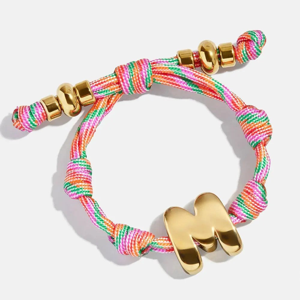 Red Rope Initial Knot Bracelet