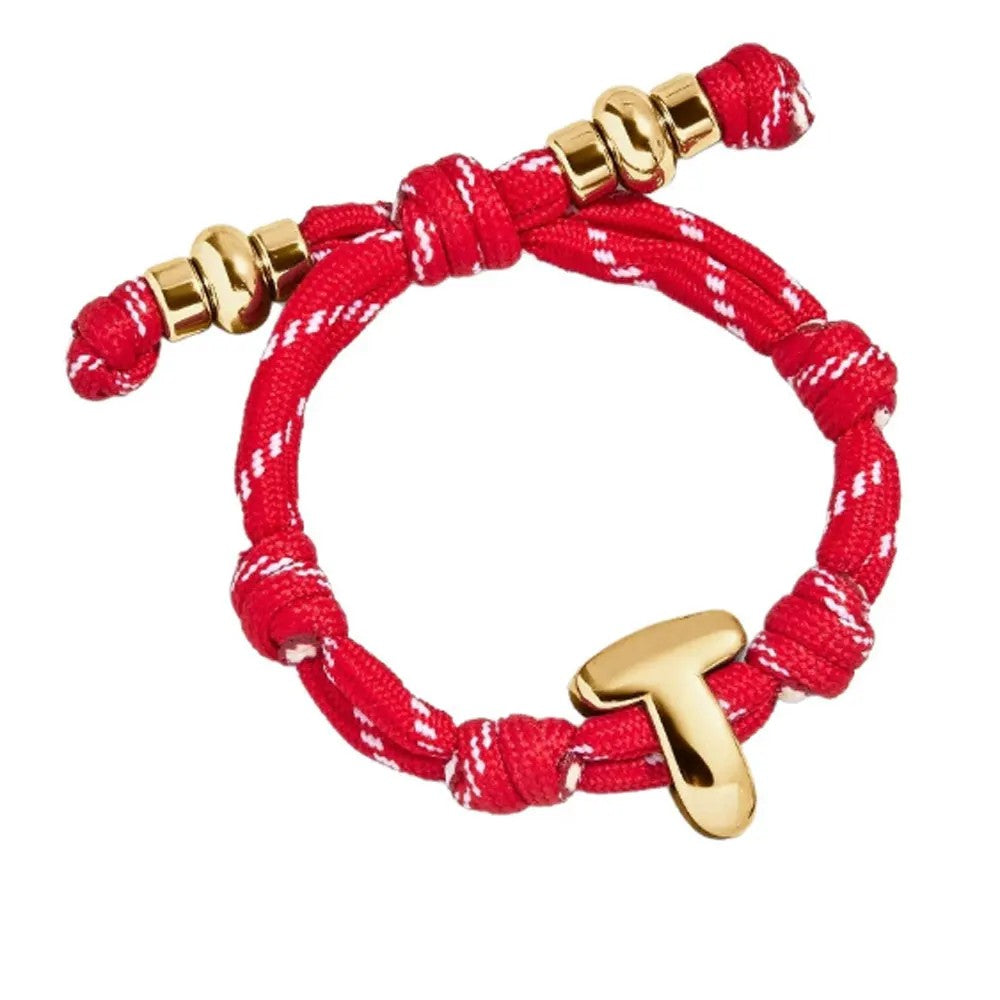 Red Rope Initial Knot Bracelet