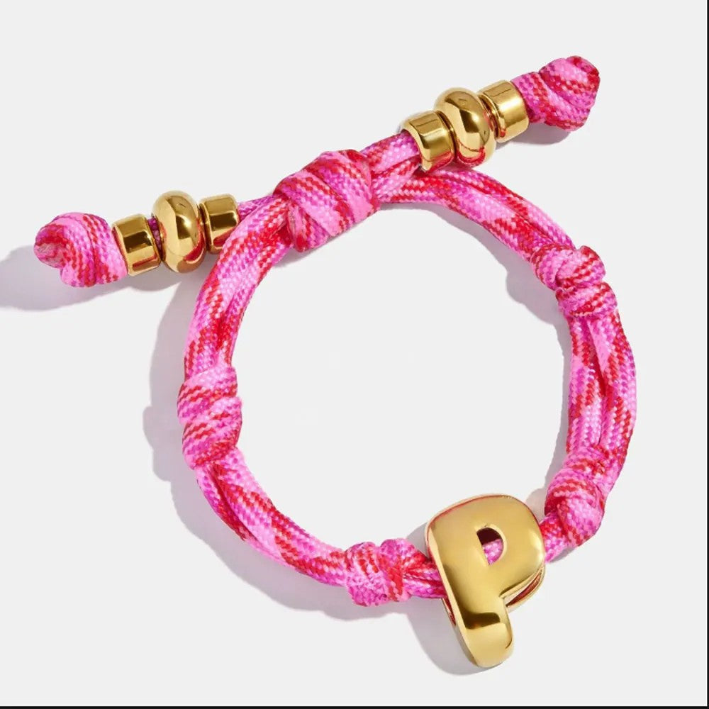Red Rope Initial Knot Bracelet