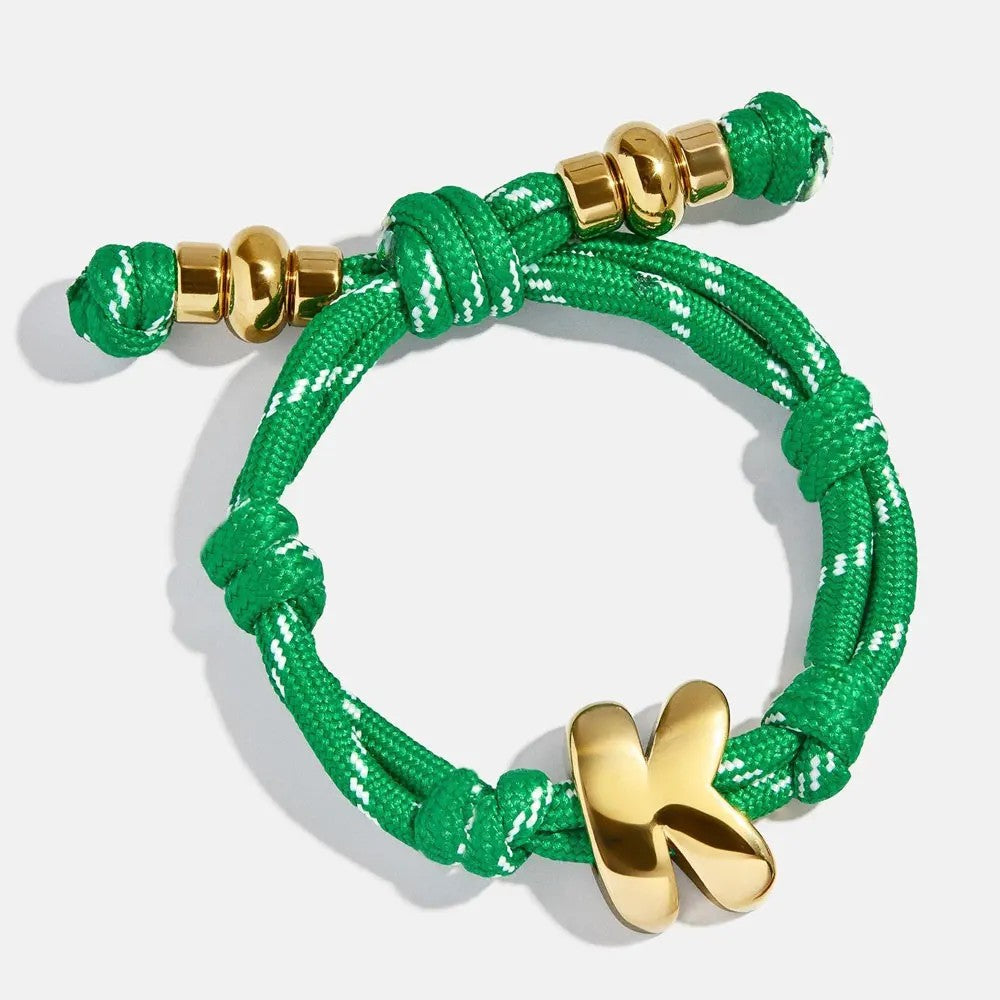 Red Rope Initial Knot Bracelet