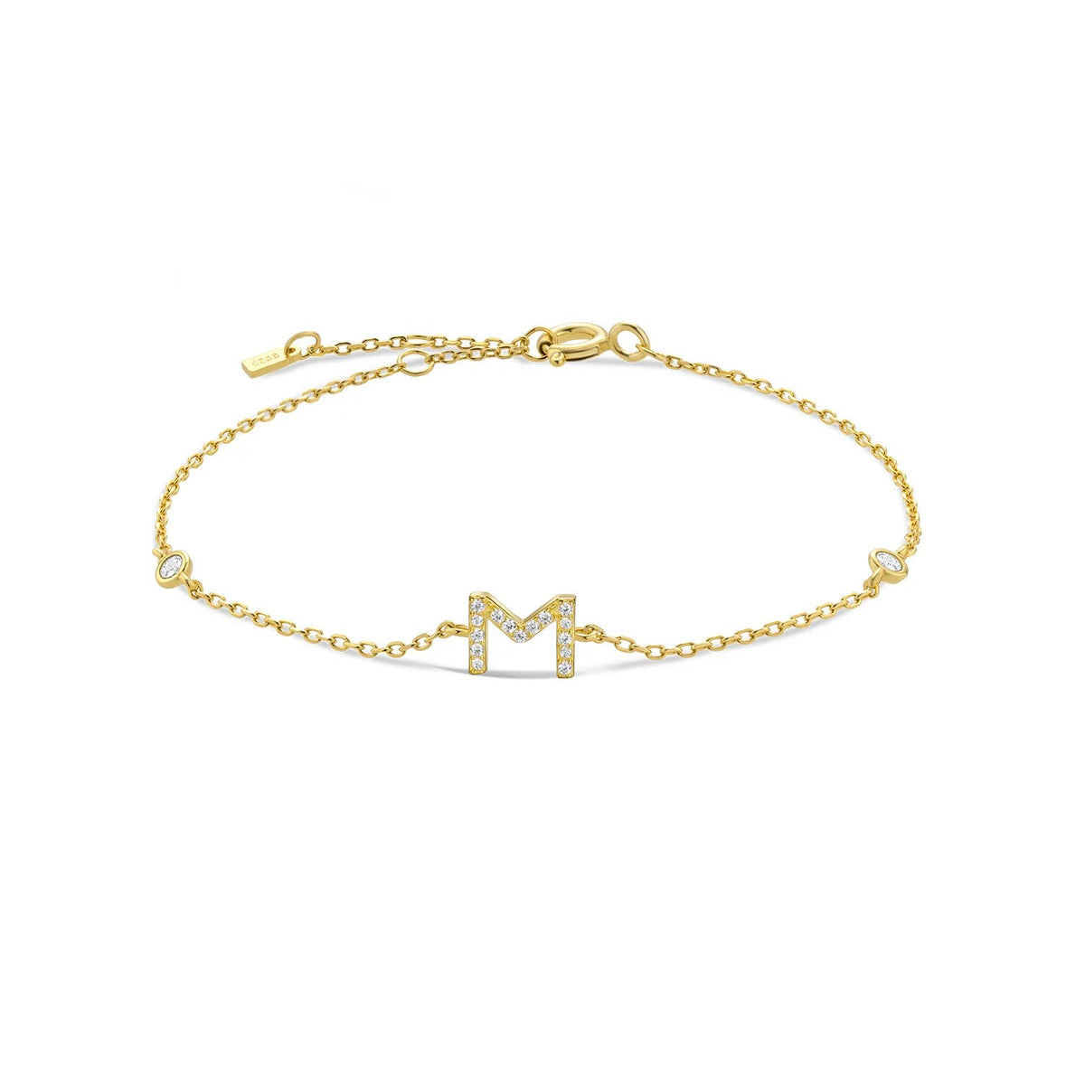 Crystal Initial M Link Bracelet