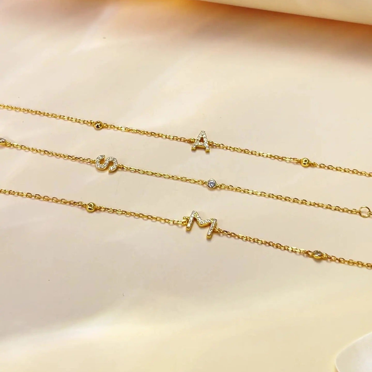 Crystal Initial M Link Bracelet