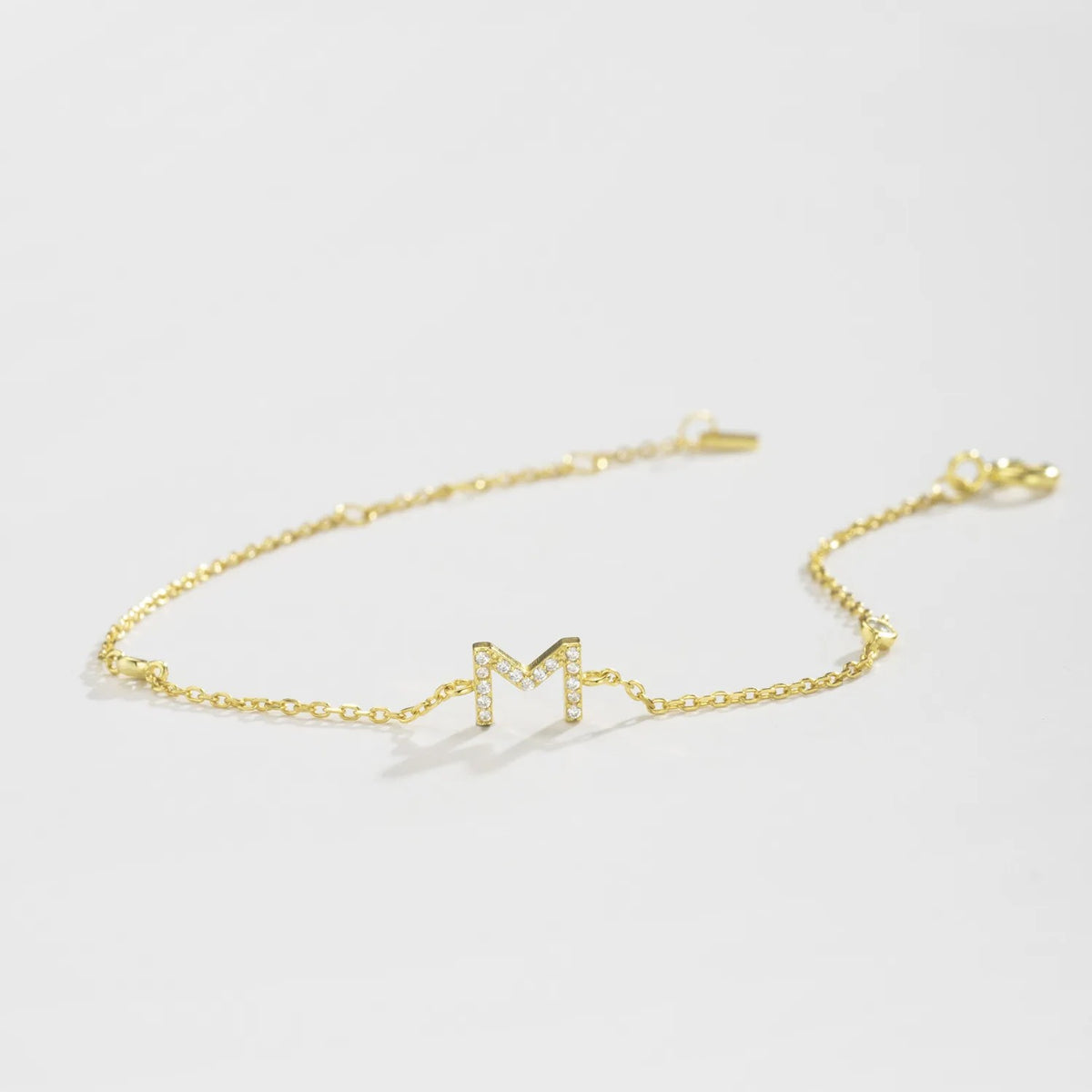 Crystal Initial M Link Bracelet