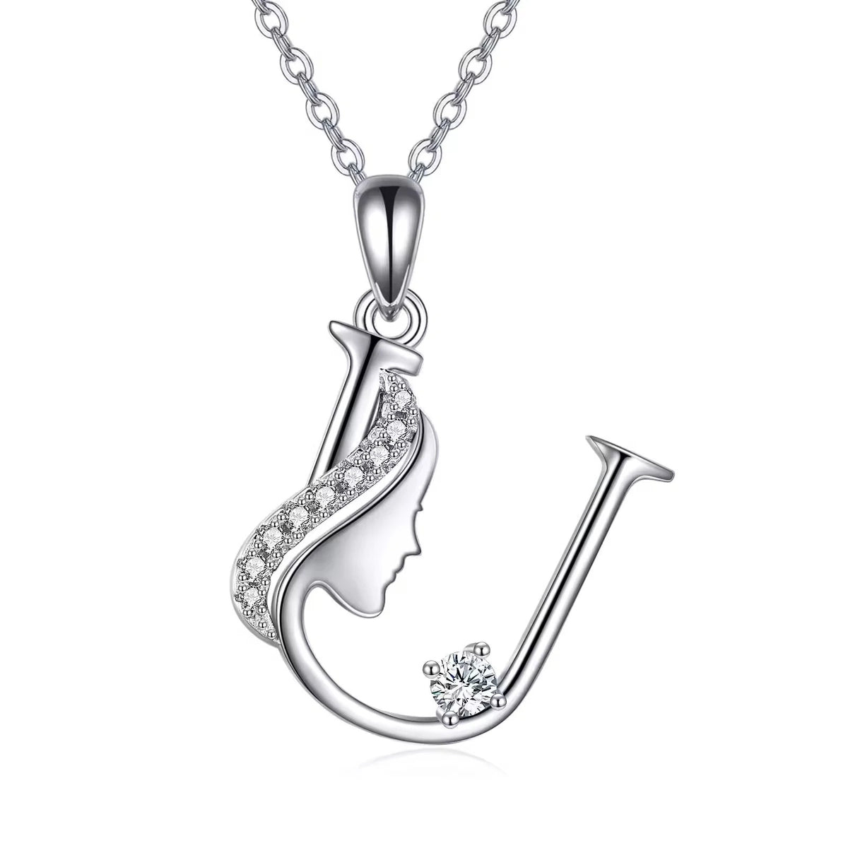 Crystal Initial Profile Necklace