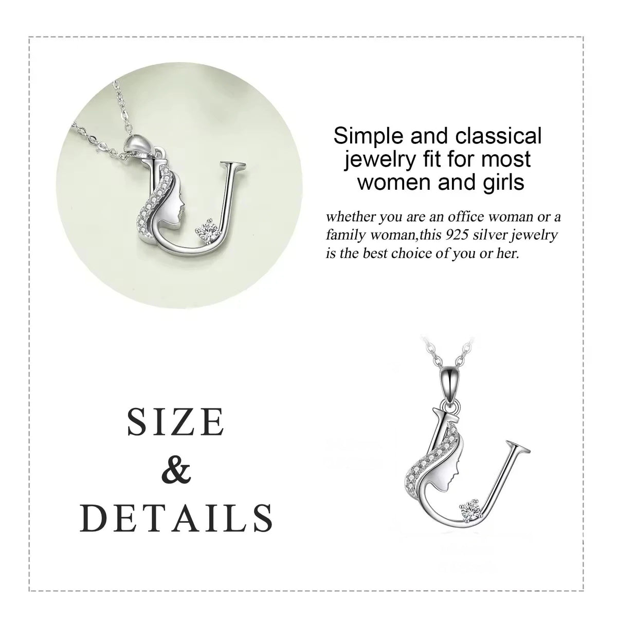 Crystal Initial Profile Necklace