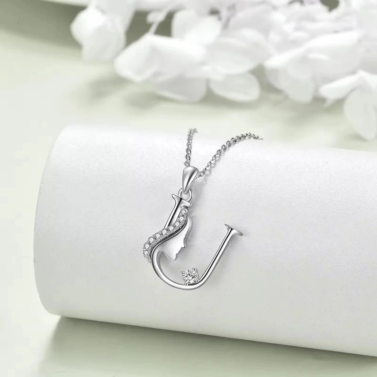 Crystal Initial Profile Necklace