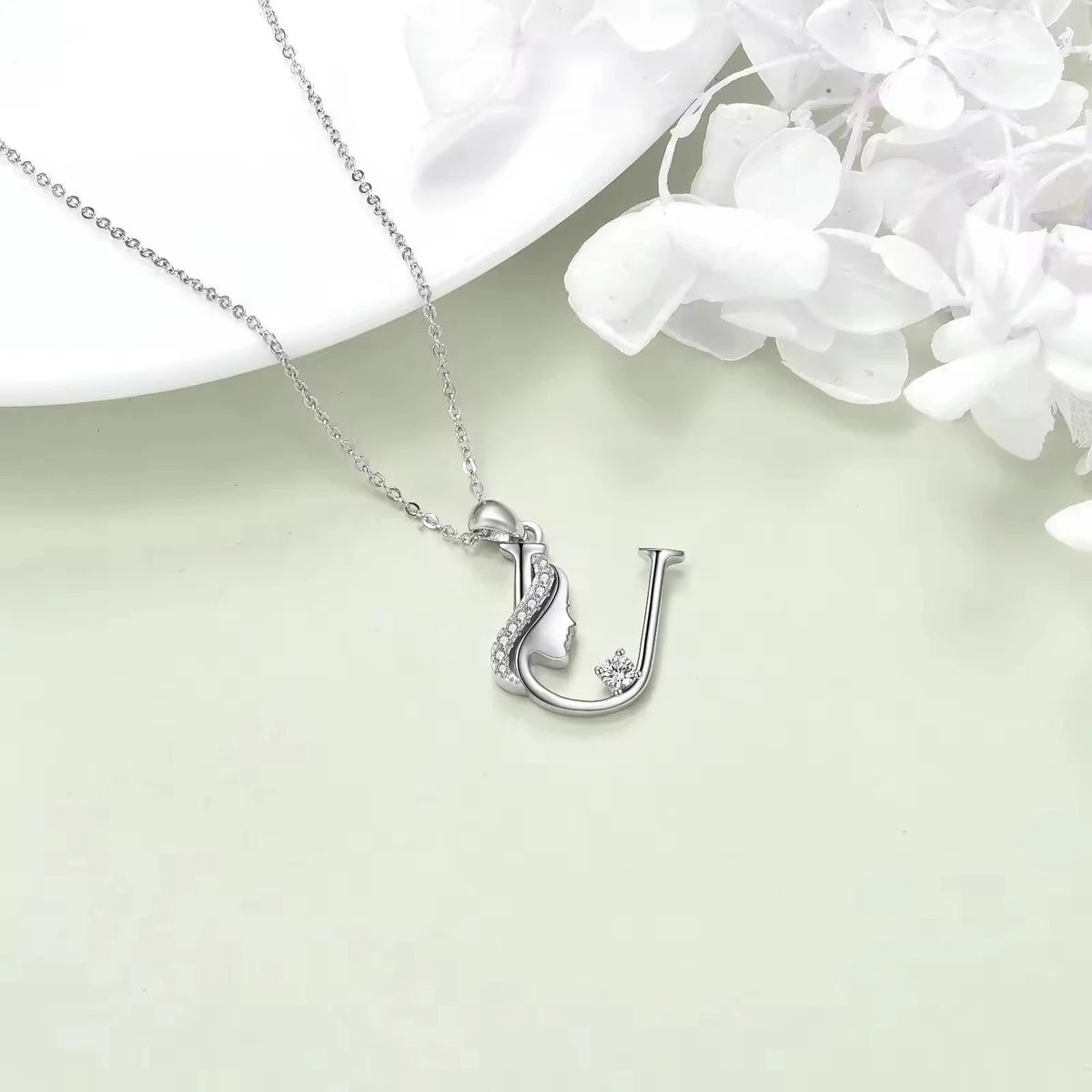 Crystal Initial Profile Necklace