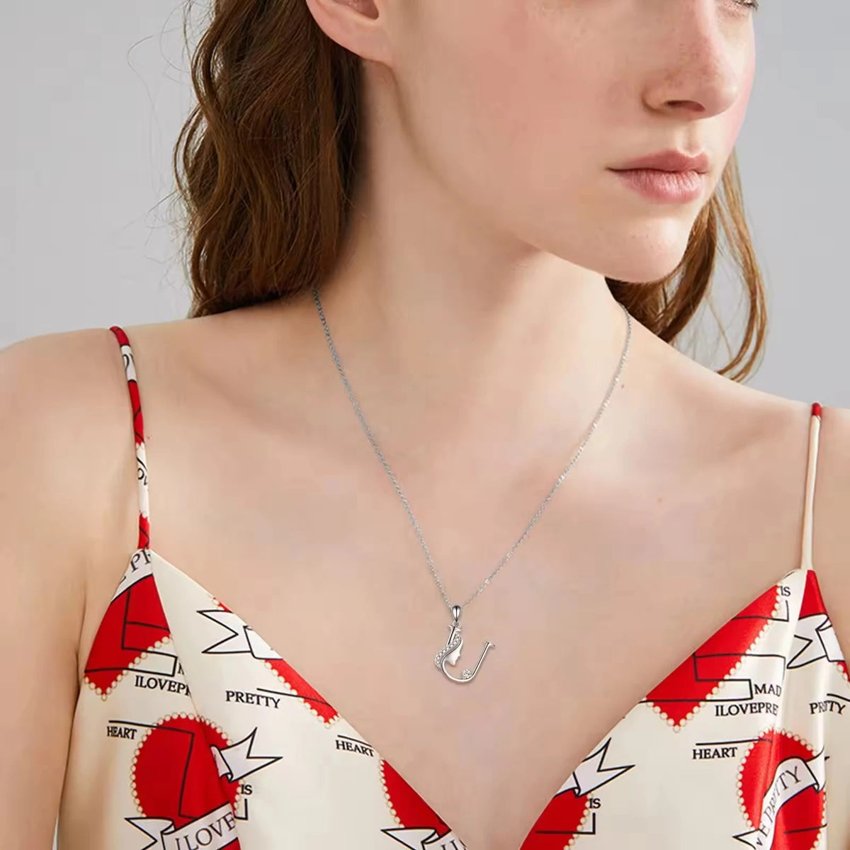 Crystal Initial Profile Necklace