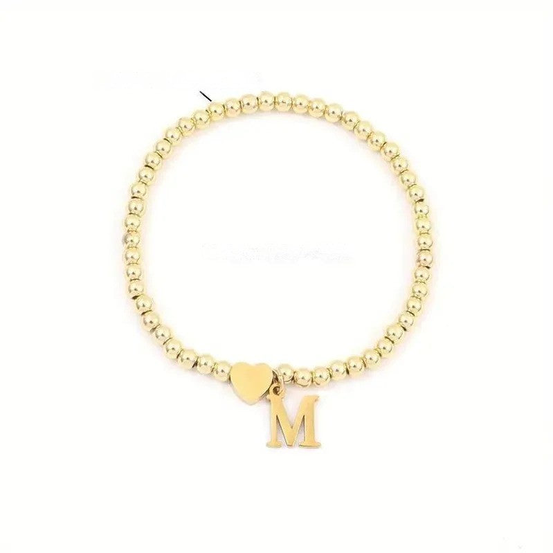 Heart & Initial Bead Bracelet