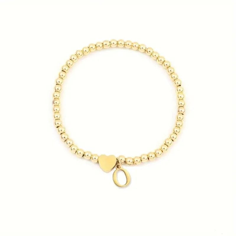 Heart & Initial Bead Bracelet