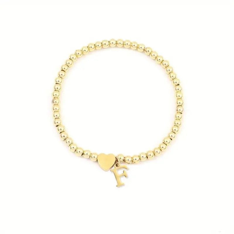 Heart & Initial Bead Bracelet