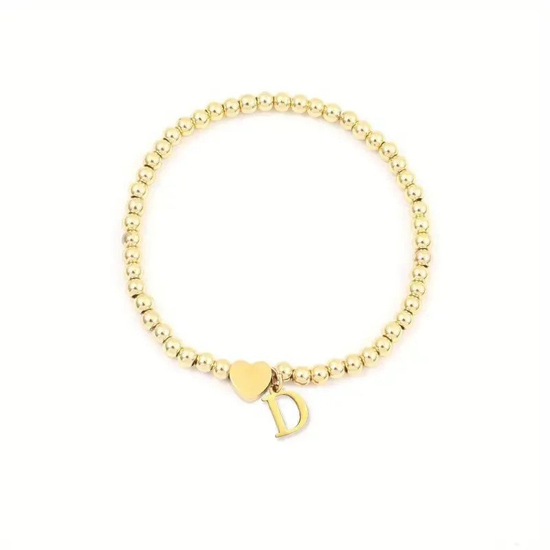 Heart & Initial Bead Bracelet