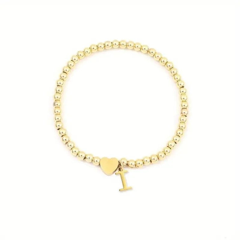Heart & Initial Bead Bracelet