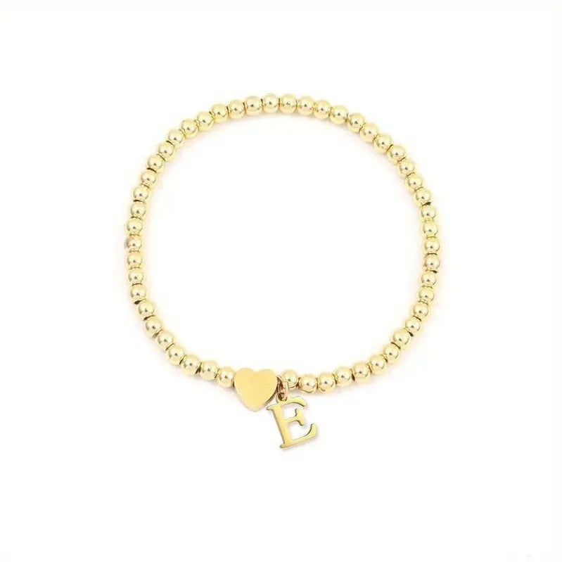 Heart & Initial Bead Bracelet