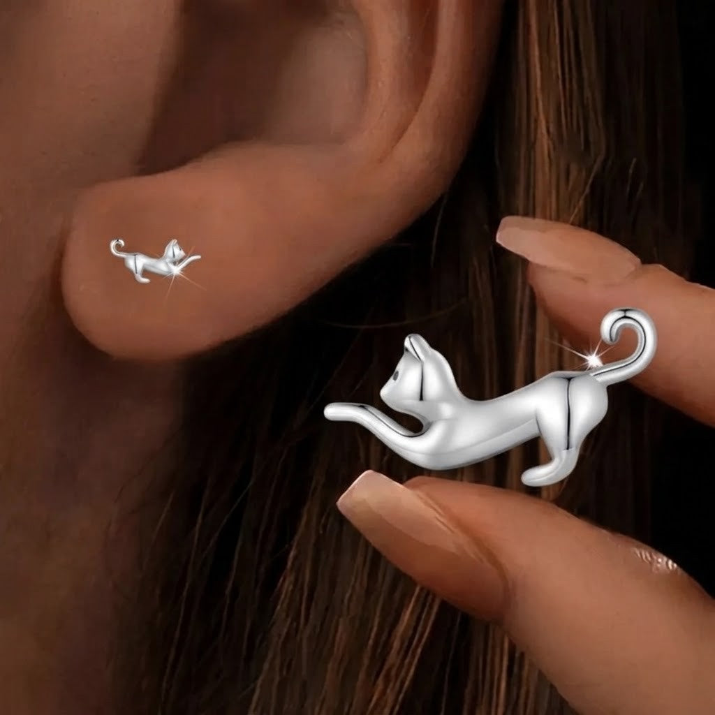 Playful Cat Stud Earrings
