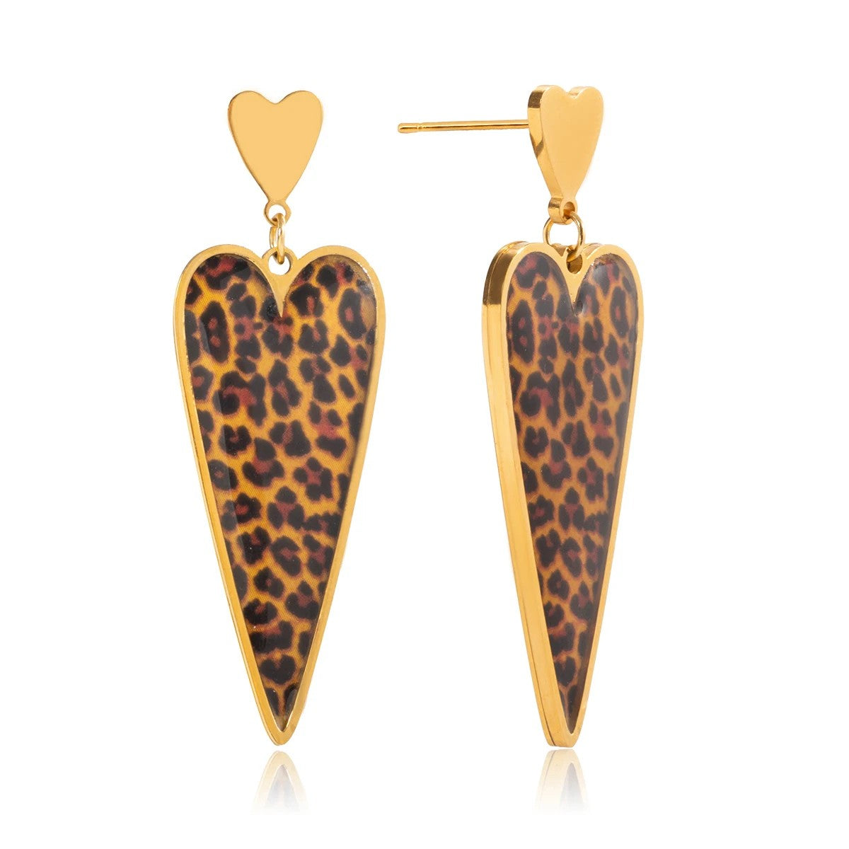 Leopard Heart Arrow Drop Earrings